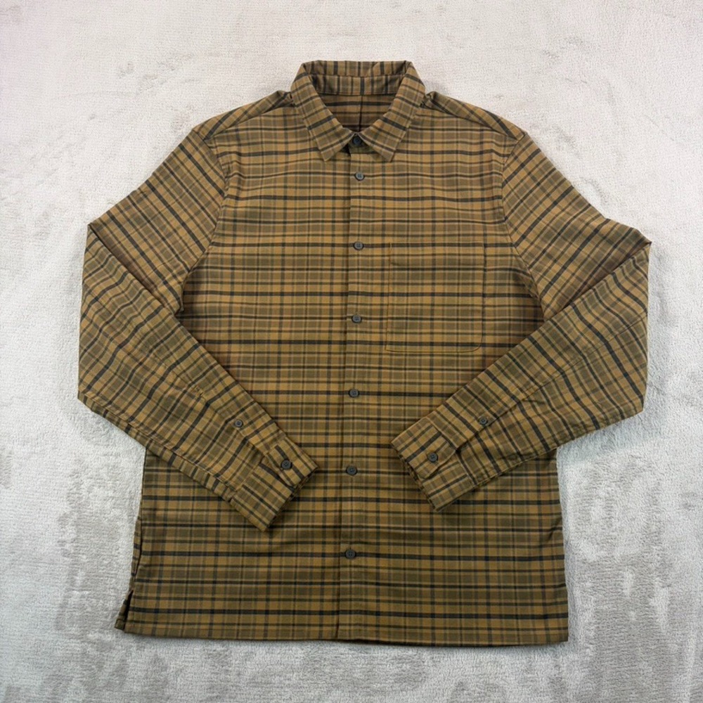 Lululemon Masons Peak Flannel Shirt in Brown Plaid Wrinkle-Free Long Sleeve $118